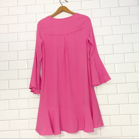 Anthro HD in Paris Bell Sleeve Shift Dress Pink 0 - Picture 13 of 13